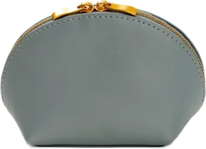 Cockatoo Makeup Bag Small Travel Cosmetic Pouch Genuine Leather Cosmetic Organizer for Women (Sage)