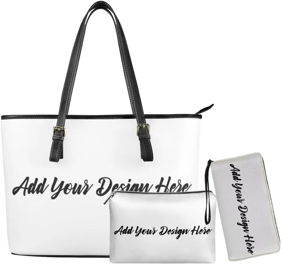 Coldinair Custom Handbags Top Handle Purse for Women,Leather Shoulder Bag Satchel Purse Work Bag 3PCS for Ladies Girls