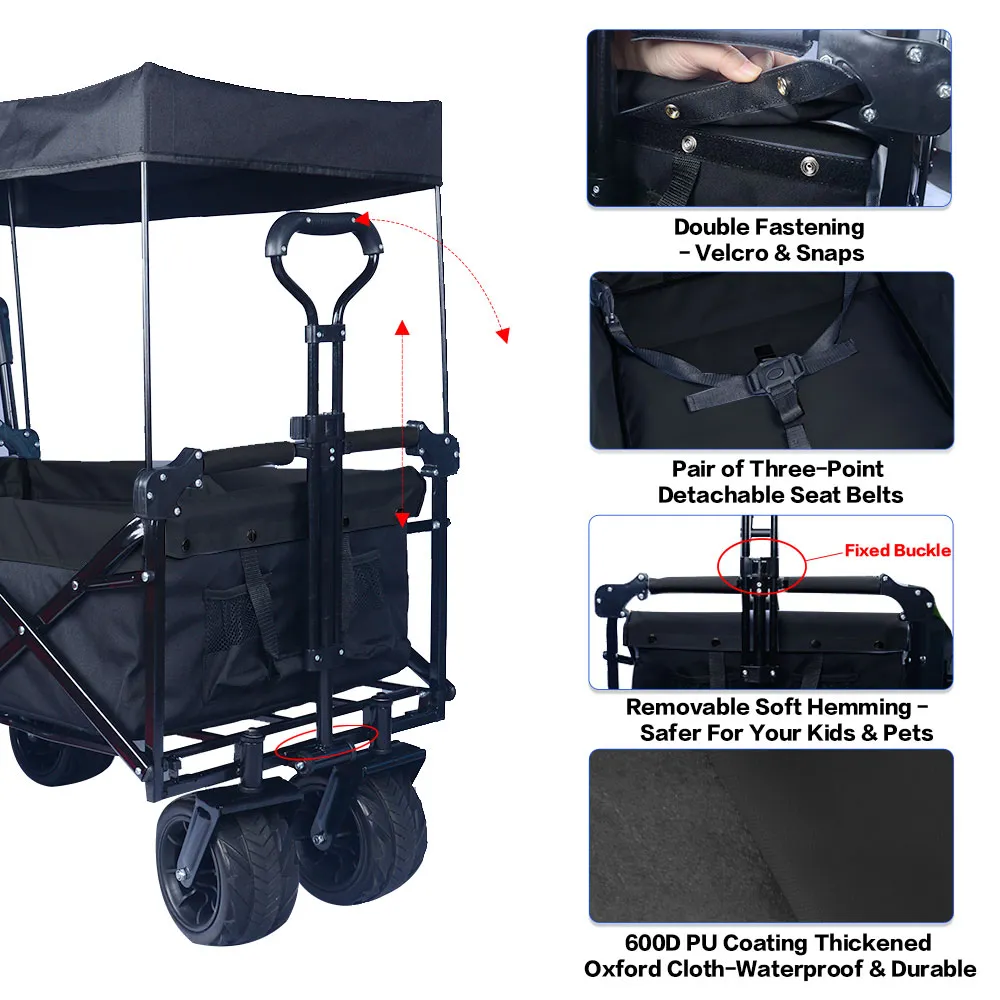 Collapsible Duty Heavy black Wagon High-demand products Folding Wagon Cart Now or never