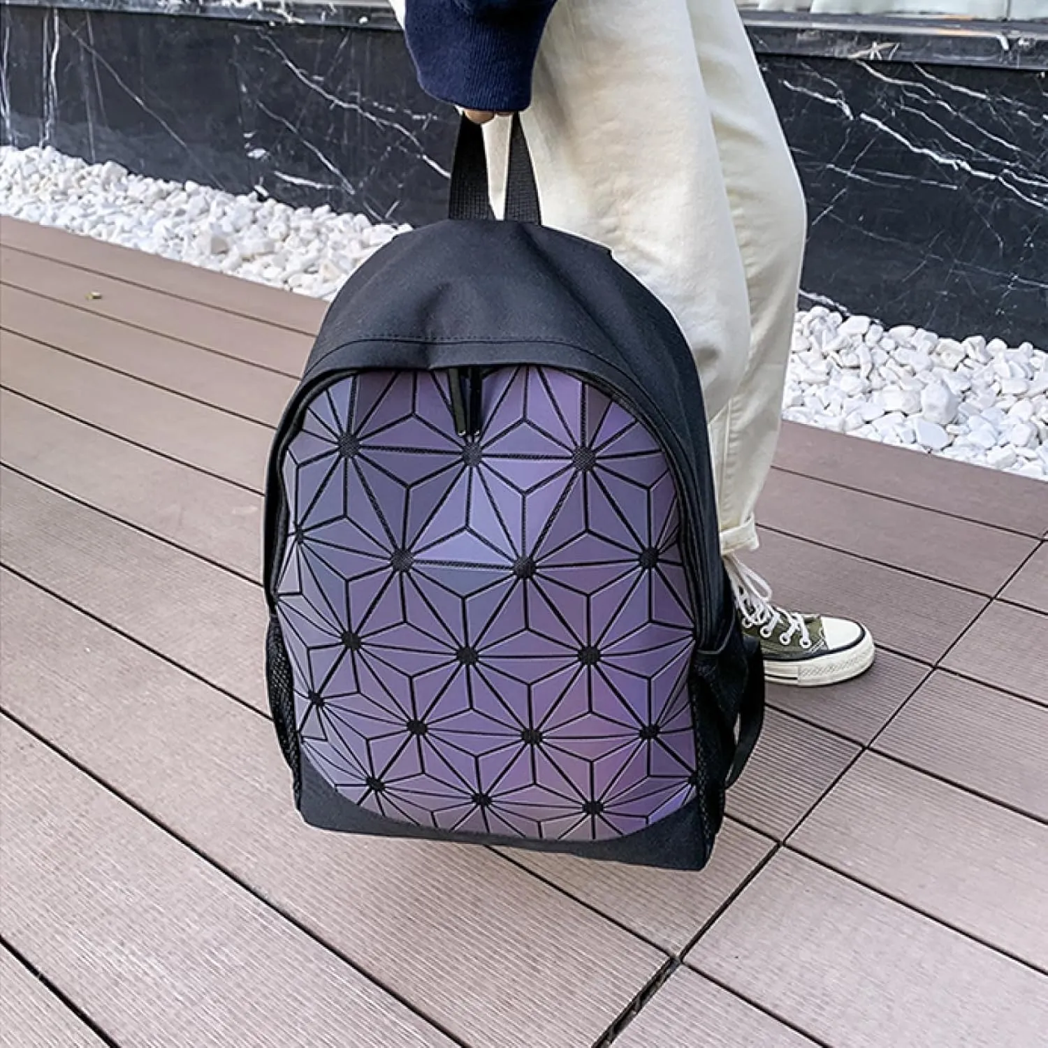 Colorful backpack Creative personality backpack Fashion sports backpack Oversized travel laptop backpack, Argent