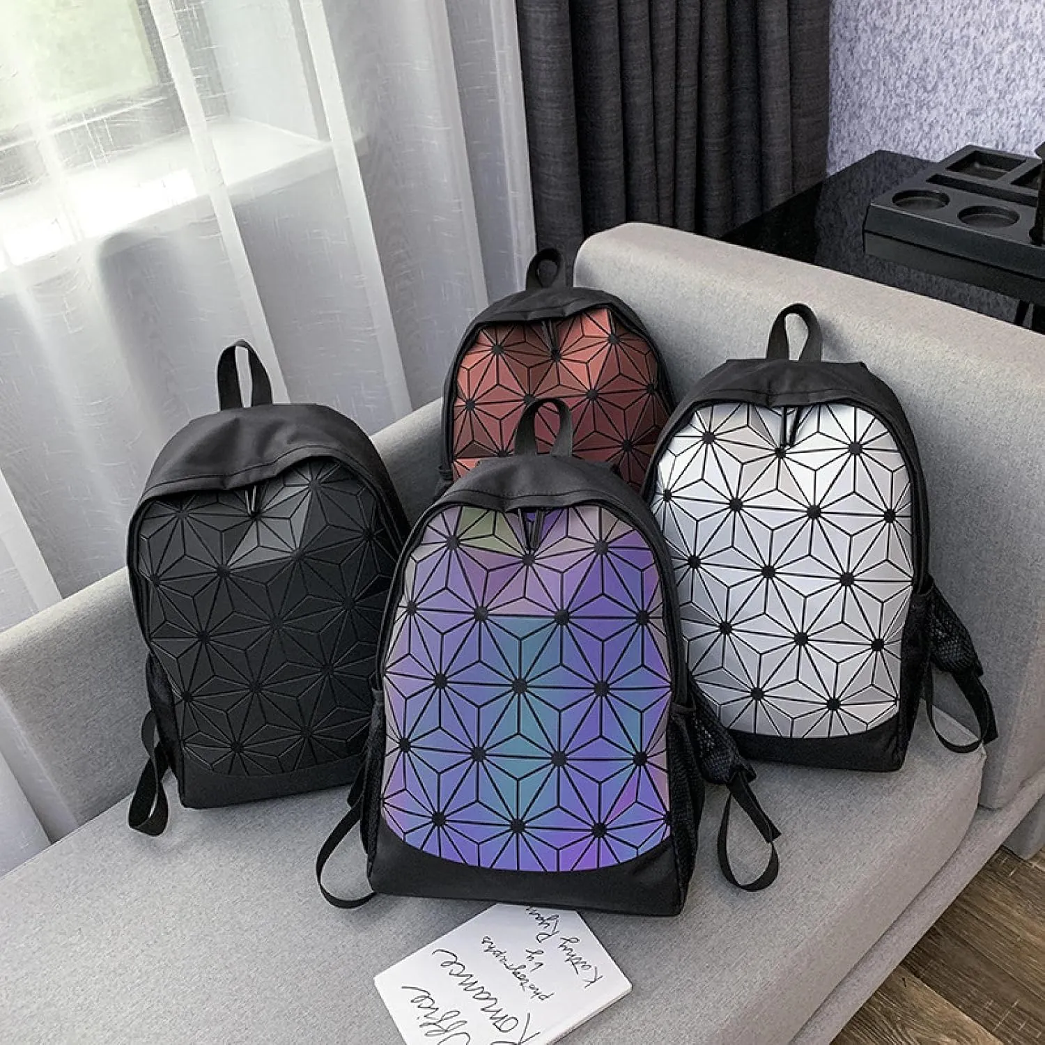Colorful backpack Creative personality backpack Fashion sports backpack Oversized travel laptop backpack, Argent