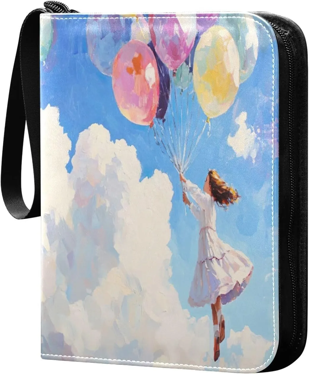 Colorful Balloons Card Holder for Binder 4-Pocket Card Holder Fits 400 Cards for Baseball Card, Football Card