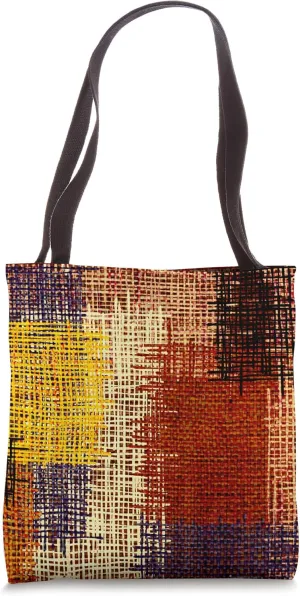 Colorful Earthy Bold Abstract Geometric Woven Pattern Art Tote Bag