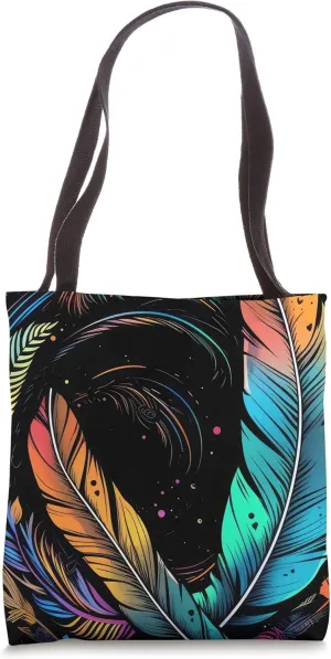 Colorful Feathers Natural Nature Boho Pattern Tote Bag