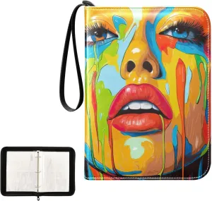 Colorful Portrait Binder Card Holder 4-Pocket Trading Card Storage Fits 400 Cards for Sports Cards, Game Cards