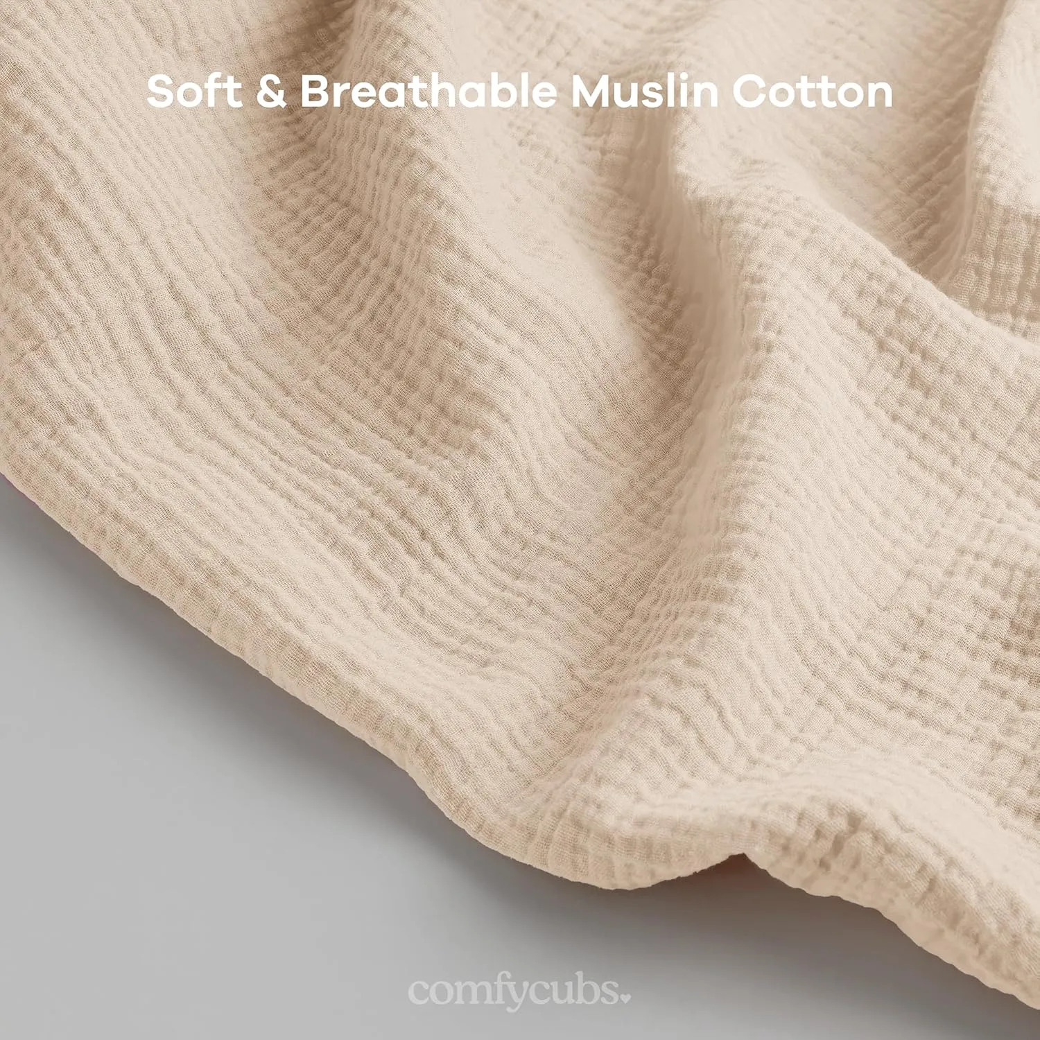 Comfy Cubs Muslin Nursing Cover - 100% Muslin Breastfeeding Cover for Moms - Soft & Breathable Baby Nursing Scarf with Adjustable Neck Strap - Portable, Lightweight & Privacy Coverage - Sand