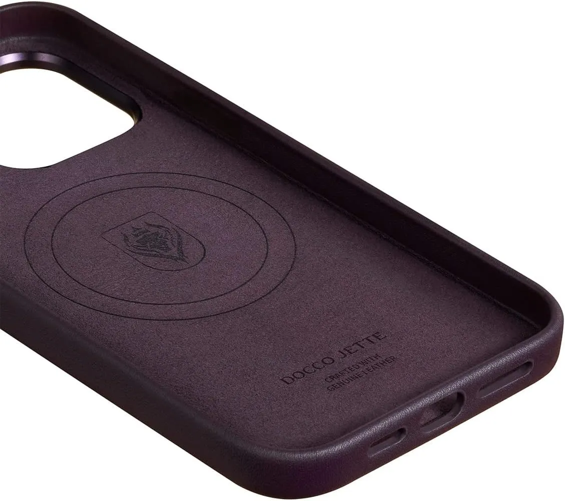 Compatible with iPhone 14 Pro Wallet Case, Italian Genuine Leather Case for iPhone 14 Pro with Card Holder Built-in Magnets for MagSafe Charging-Deep Purple