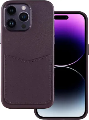 Compatible with iPhone 14 Pro Wallet Case, Italian Genuine Leather Case for iPhone 14 Pro with Card Holder Built-in Magnets for MagSafe Charging-Deep Purple