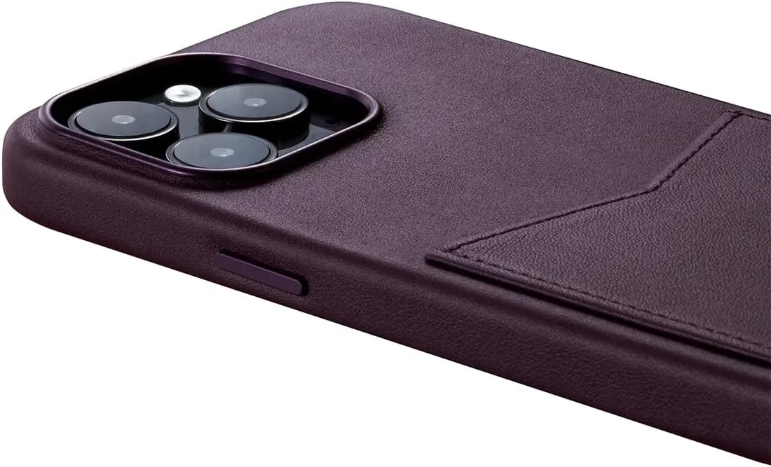 Compatible with iPhone 14 Pro Wallet Case, Italian Genuine Leather Case for iPhone 14 Pro with Card Holder Built-in Magnets for MagSafe Charging-Deep Purple