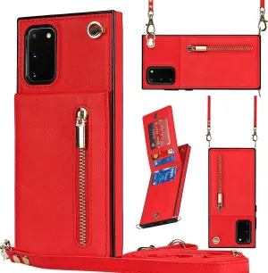 Compatible with Samsung Galaxy S20 Case 6.2 Inch, Pocket Purse Handbag Shoulder Strap Stylish Protective Cover for Samsung Galaxy S20 (Romantic Red)