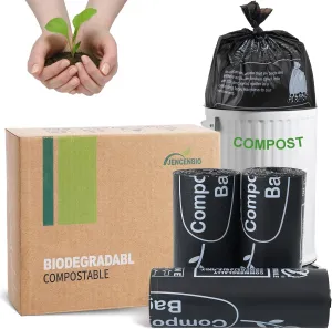 Compostable Portable Toilet Bags, 5 Gallon 20Liter Extra Thick 0.87 Mils Compost Black Garbage Bags for Toilet Chair with US BPI ASTM D6400 and Europe OK Compost Home Certified 45 Counts
