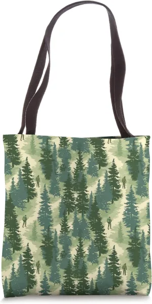 Coniferous Forest Trees Pattern, Wildlife Nature Tote Bag