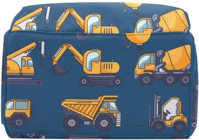 Construction Truck Machinery Personalized Diaper Bag Backpack Tote with Name Diaper Backpack Travel Daypack for Mom Dad Baby Bag Gift