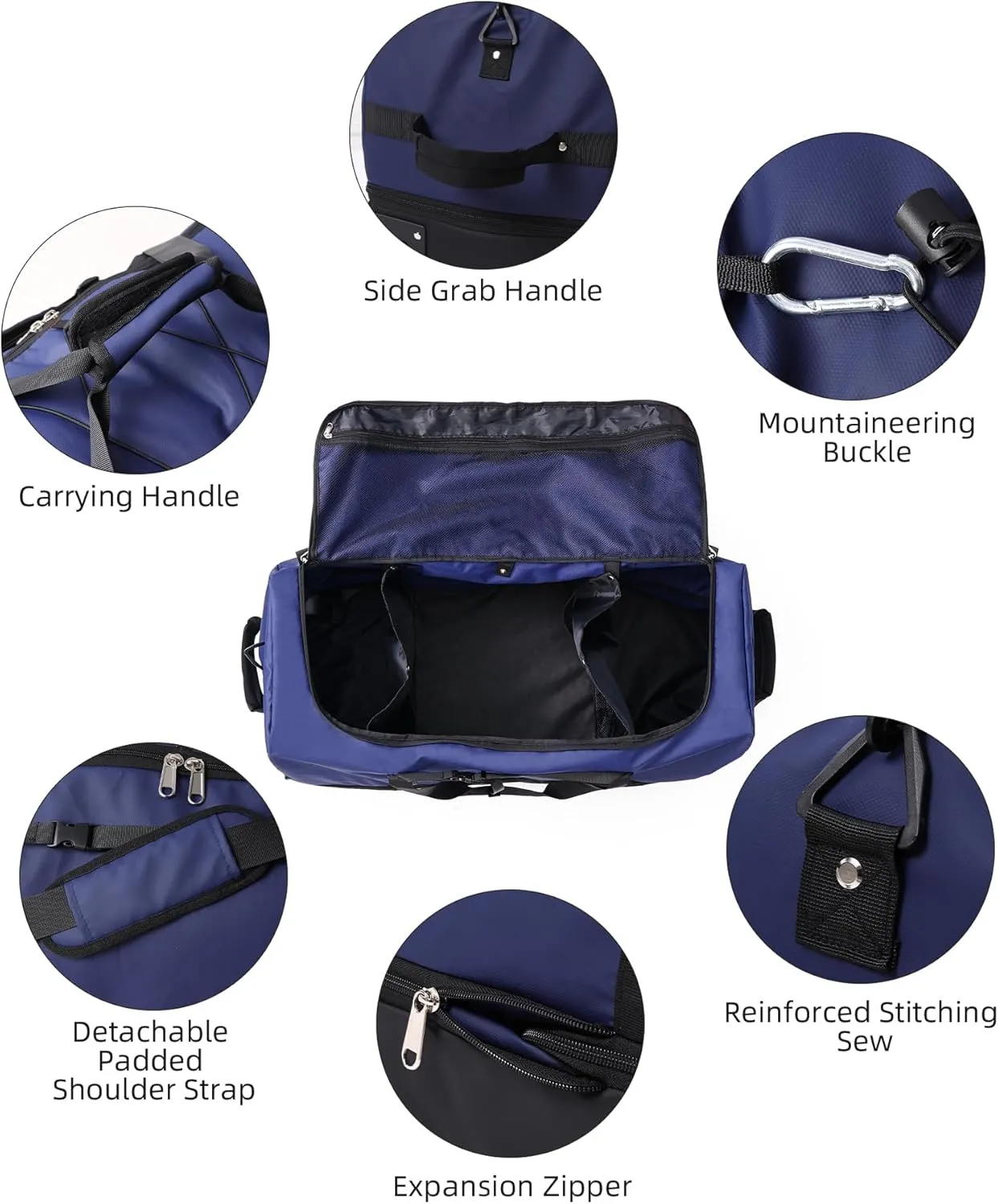 CONTAIL 32” Soft-side 110L Expandable 140L Rolling Duffle Bag with 2 Inline Wheels,Convertible Weekend Travel Bag with Bungee-Cord System,Navy