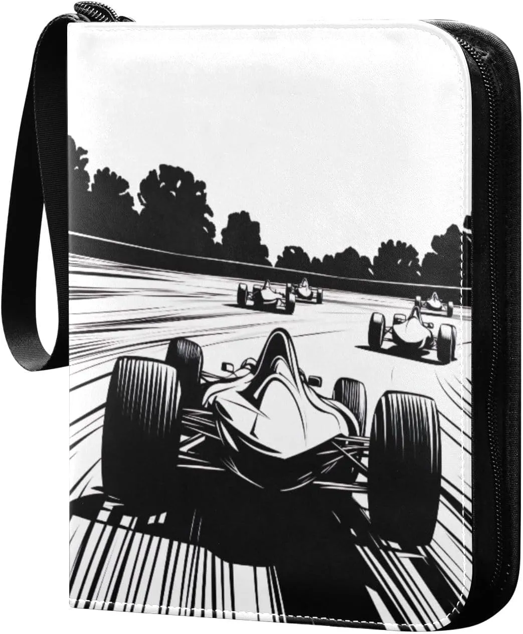 Cool Racing Car Black Trading Card Binder, 4 Pocket Card Binder Fits 400 Cards for Baseball Card, Football Card