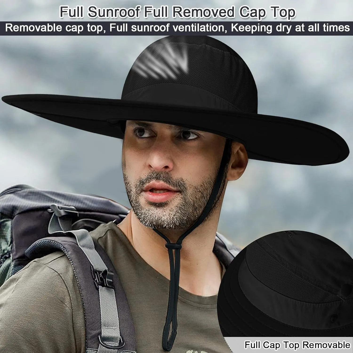 Cooltto Wide Brim Sun Hats with Waterproof Breathable for Fishing, Hiking, Camping，for Men Women Kids