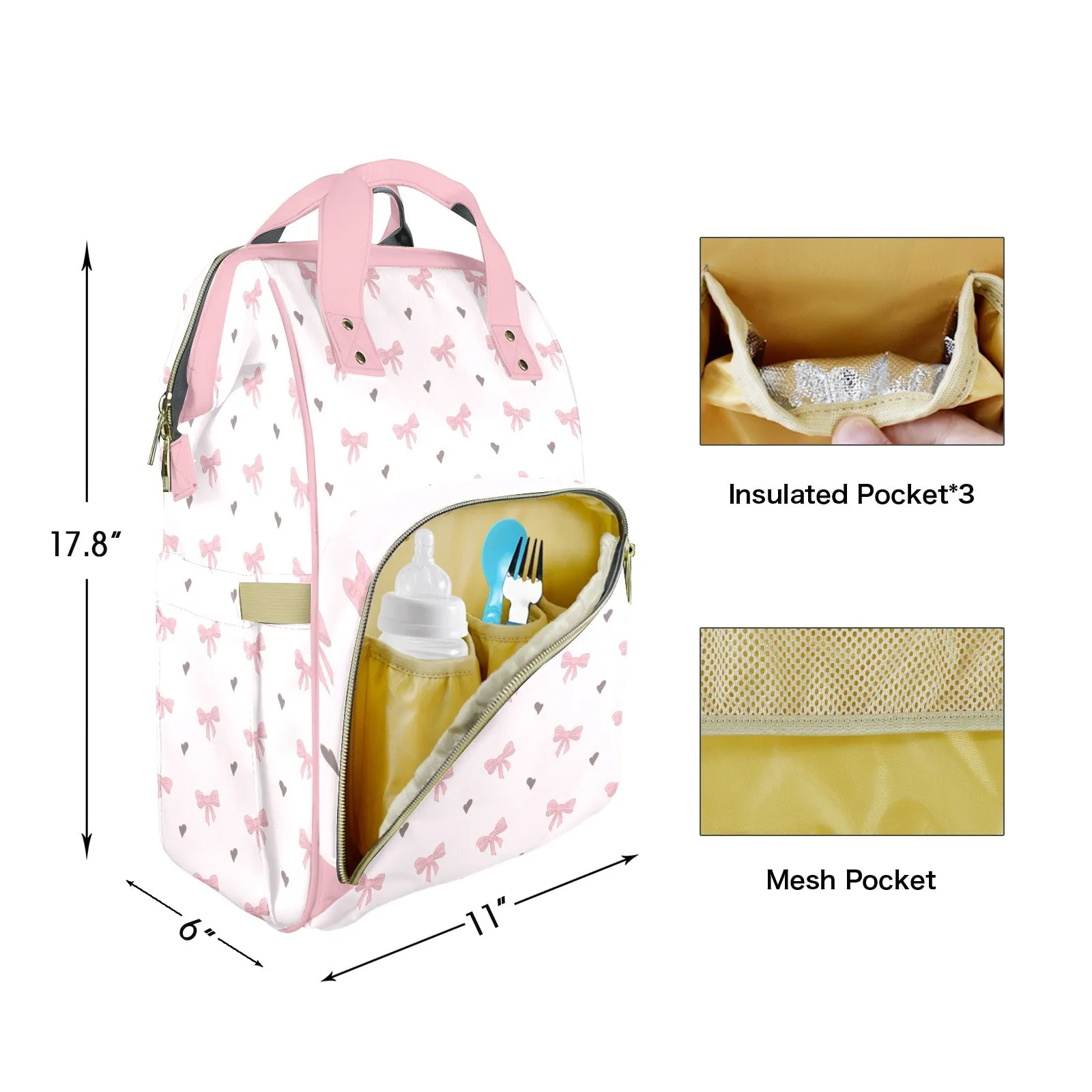 Coquette Bows Customizable Diaper Bag
