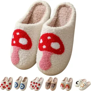 Cotton Slippers Cute Pattern Winter White Indoor Home Fuzzy Thick Comfy Soft Warm Anti-slip Wear-resistant Couple Gift