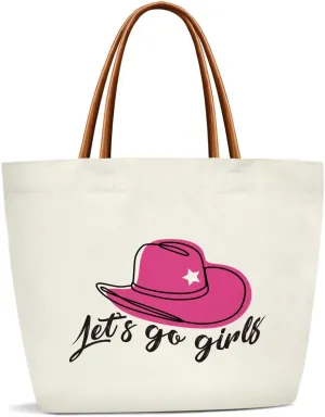 Cowgirl Gifts Canvas Tote Bag For Women, Reusable Grocery Shoulder Bag for Shopping Work Travel Gym, Birthday Gifts for Halloween Christmas Beach Bags Handbags for Teacher Mother Friends -SL05