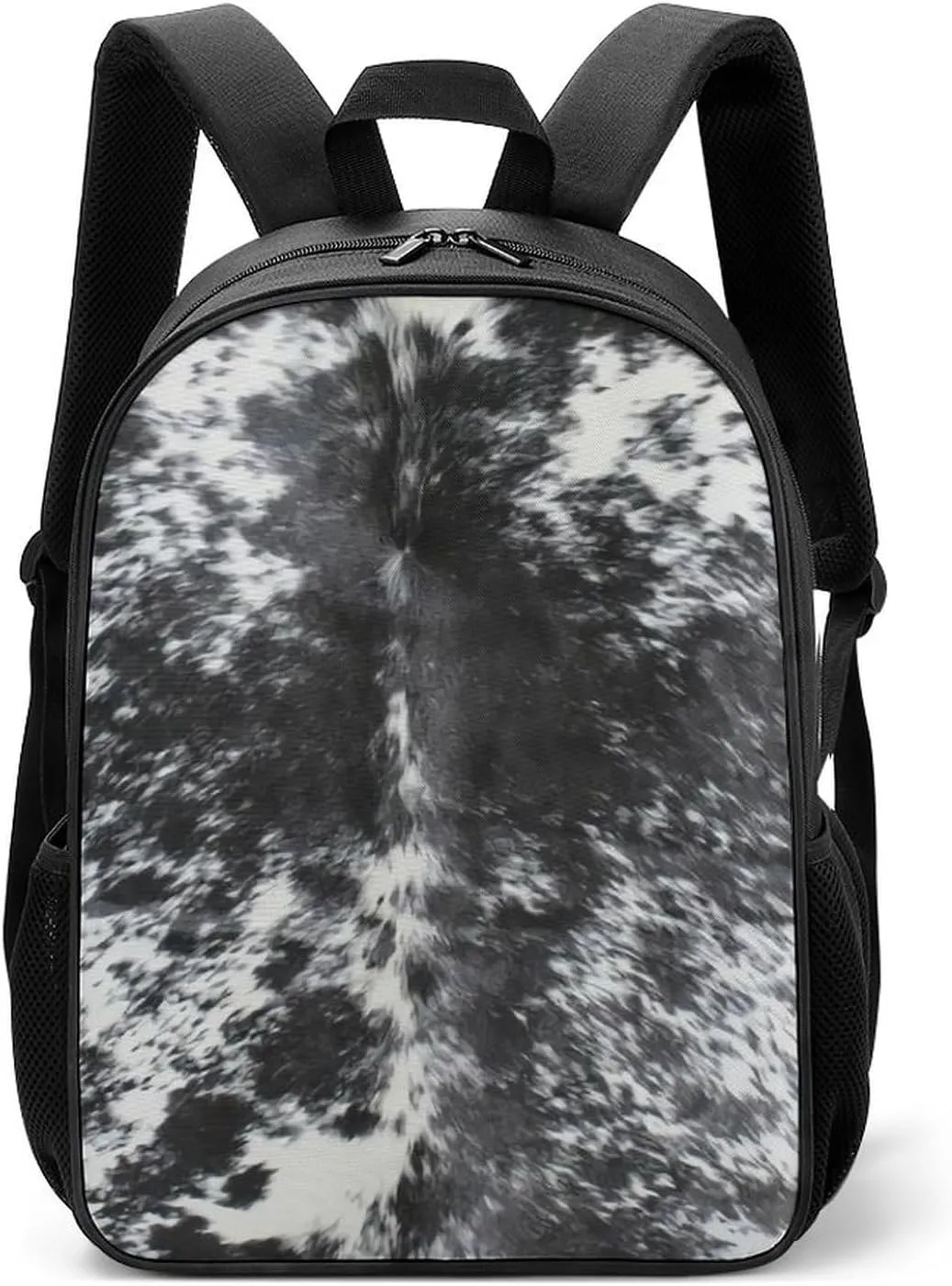 Cowhide Black And White Large Capacity Fully Printed Portable Backpack Unisex
