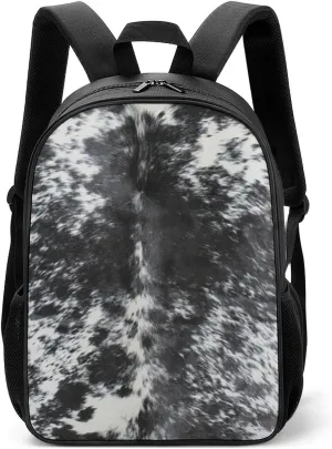 Cowhide Black And White Large Capacity Fully Printed Portable Backpack Unisex