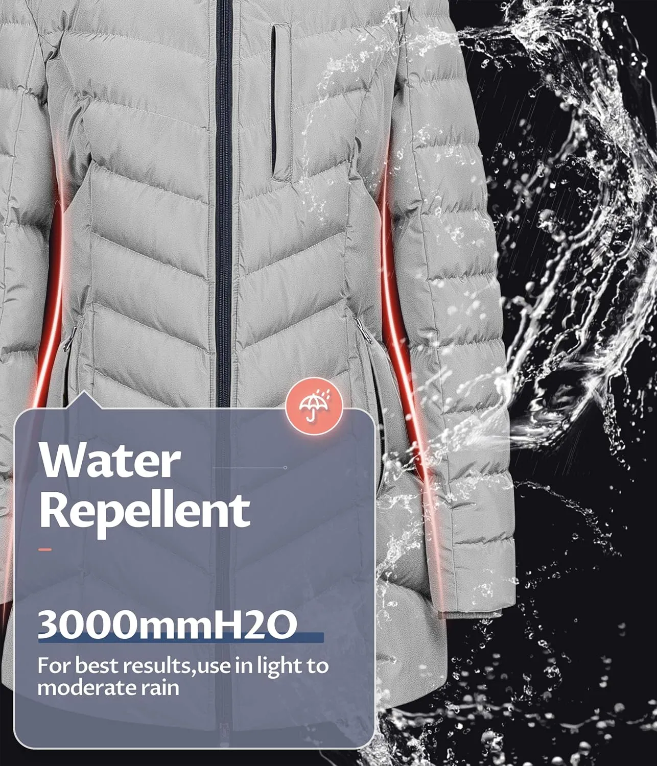 CREATMO US Women's Winter Hooded Coat Waterproof Warm Long Puffer Jacket Parka