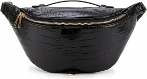 Crocodile pattern Fanny Pack Crossbody Bags Belt Chest Bum Bag for Women Men Belt Bag Fashion Waist Packs for Hiking Walking Biking Travel Cycling (Black)