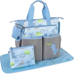 Crossbody Dinosaur Diaper Bag Tote with Changing Station for Baby Boy, 3 Piece Diaper Bag Set
