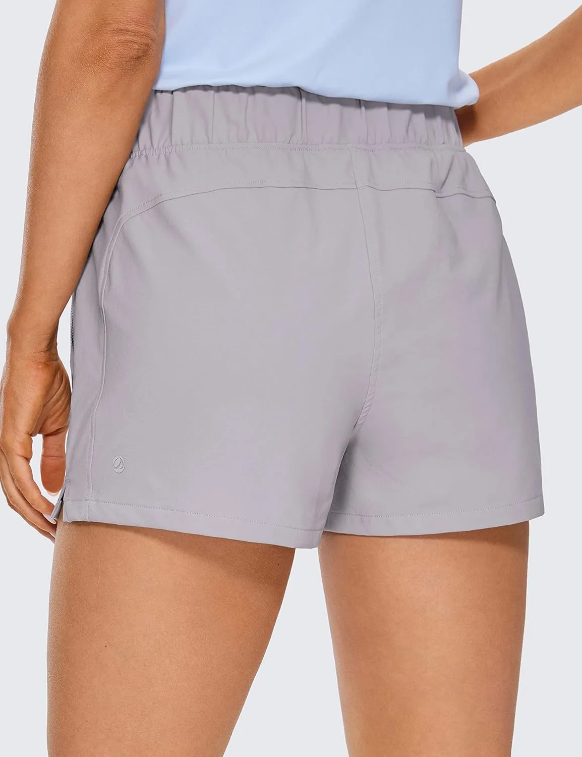 CRZ YOGA Women's Waterproof Stretch Hiking Shorts Mid Rise Summer for Outdoor Golf Workout with Zip Pockets Belt - 3''