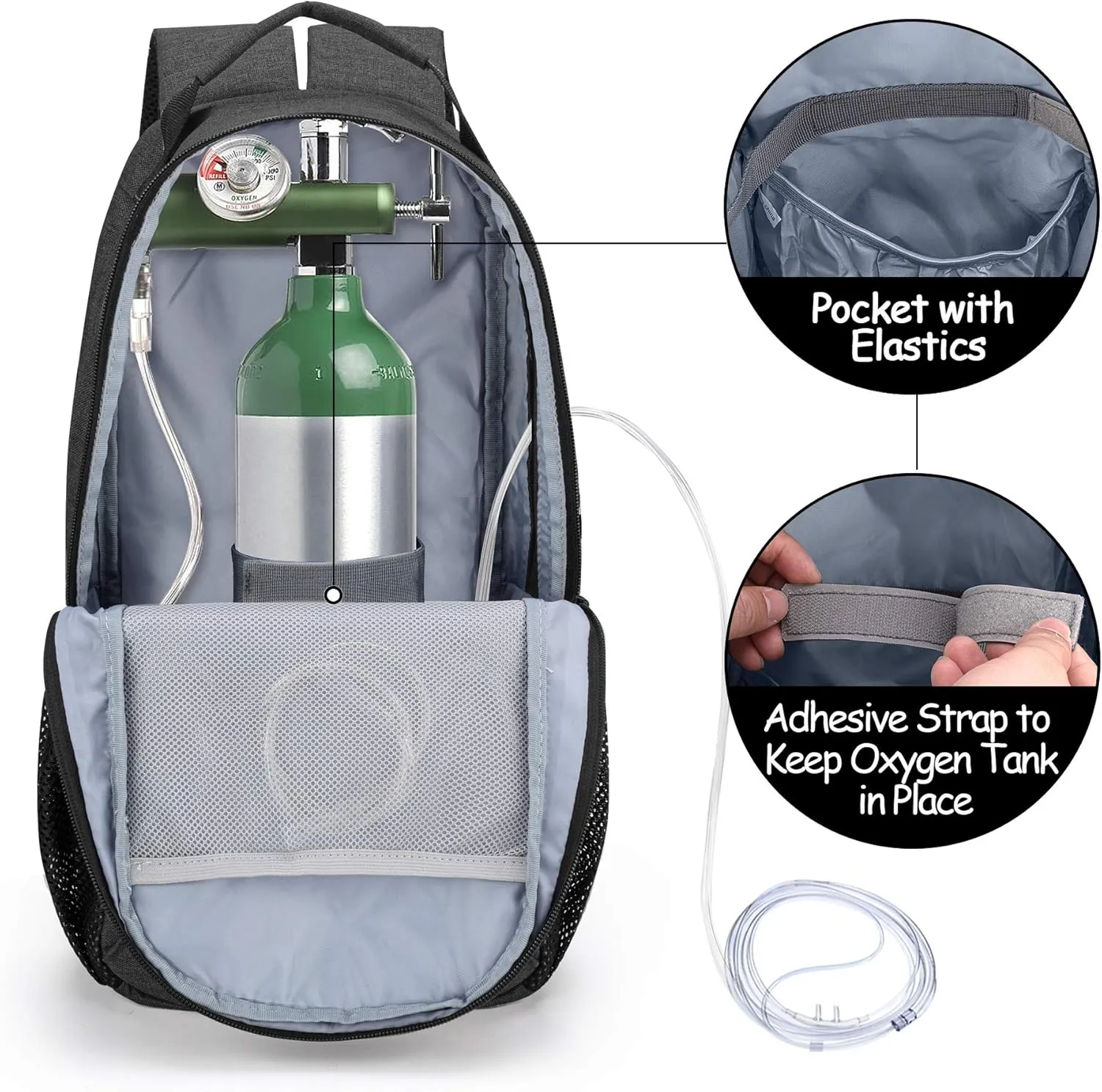 CURMIO Oxygen Tank Backpack, Portable Oxygen Cylinder Bag for Travel, Fits for Tank Size M2, M4/A, ML6, M6/B, M7, M9/C