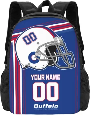 Custom Buffalo Backpack Personalized Name Number, Customize High Capacity Bookbag 17 Inch Laptop Bag Travel Backpack Gifts for Men Women Boys