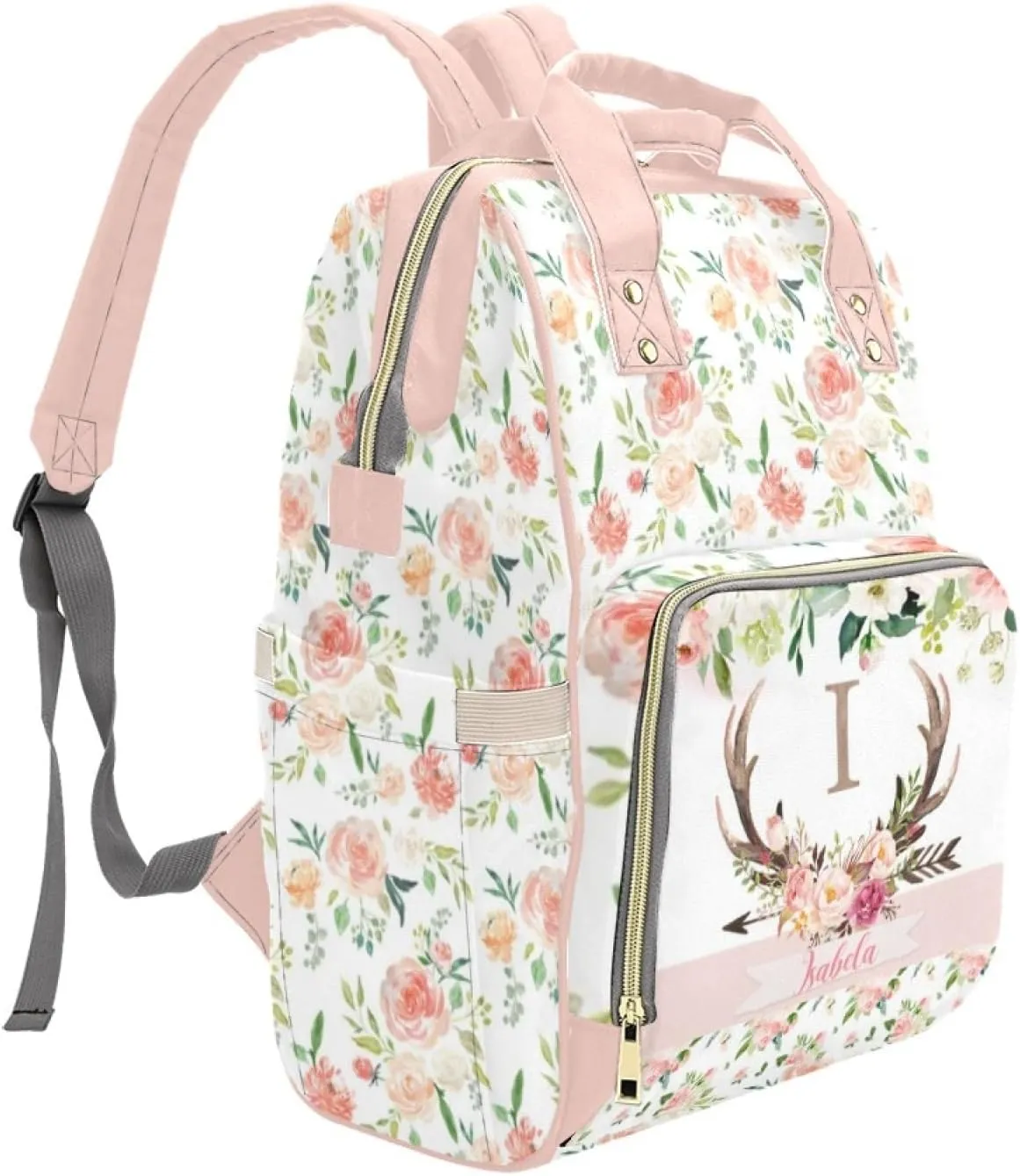 Custom Diaper Bag for baby Customized Antlers Deer Baby Bag Personalized Nursing Bags with Name Custom Name Mommy Daypack Bag Tote Bag Gifts for Travel Outside Daily Use