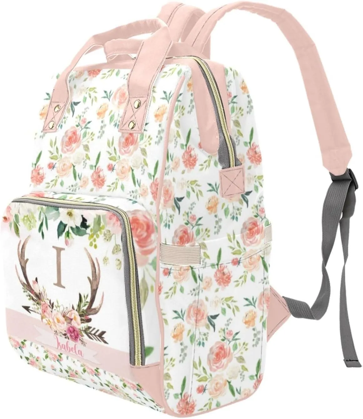 Custom Diaper Bag for baby Customized Antlers Deer Baby Bag Personalized Nursing Bags with Name Custom Name Mommy Daypack Bag Tote Bag Gifts for Travel Outside Daily Use