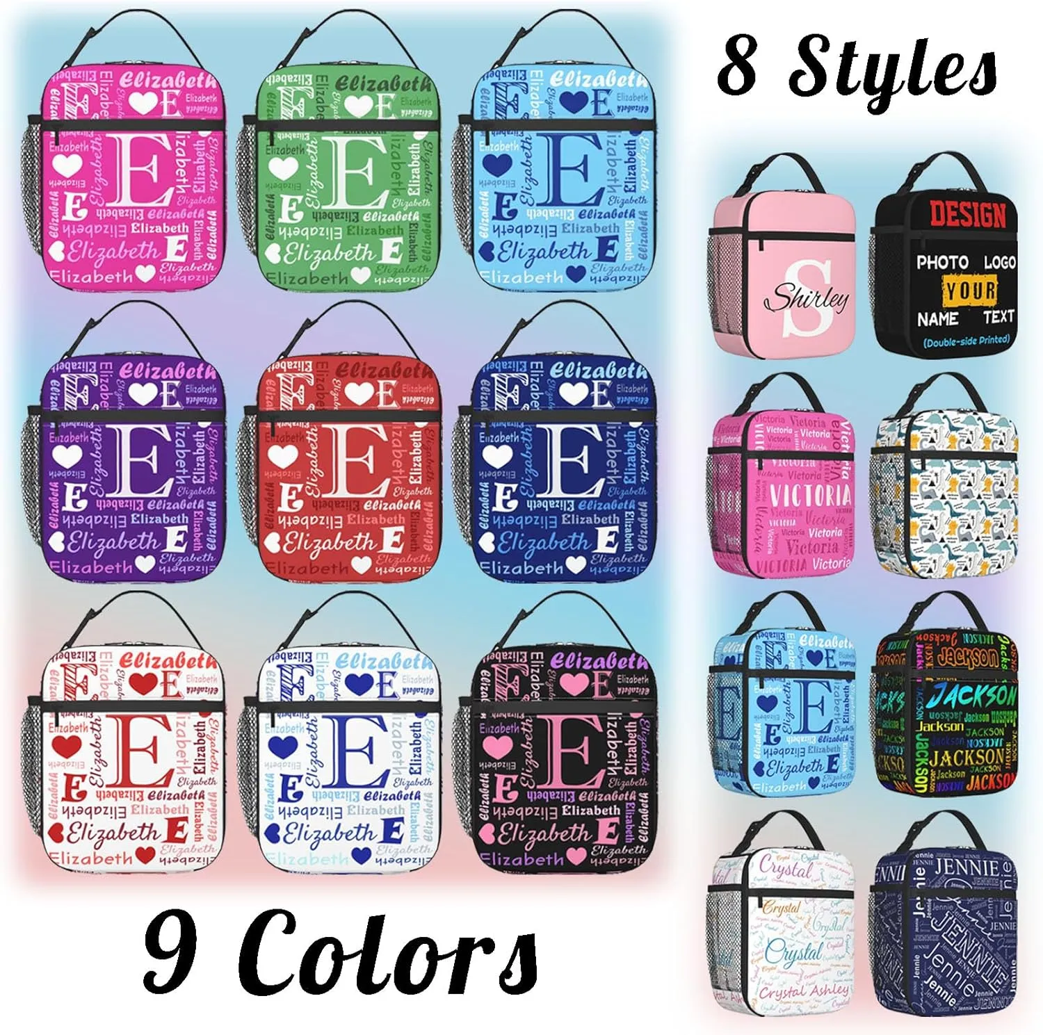 Custom Lunch Bag for Women Men Personalized Lunch Box with Name Text Photo Customized Reusable Insulated Lunch Tote Bag Gift for Office Work Picnic Travel