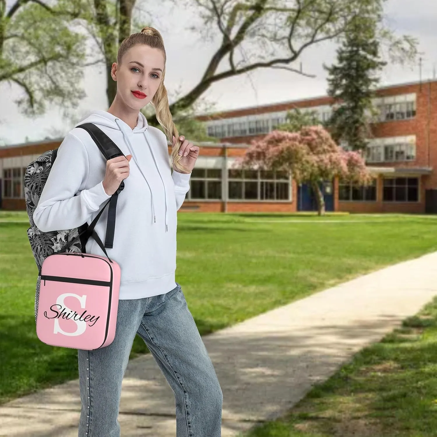 Custom Lunch Bag for Women Men Personalized Lunch Box with Name Text Photo Customized Reusable Insulated Lunch Tote Bag Gift for Office Work Picnic Travel