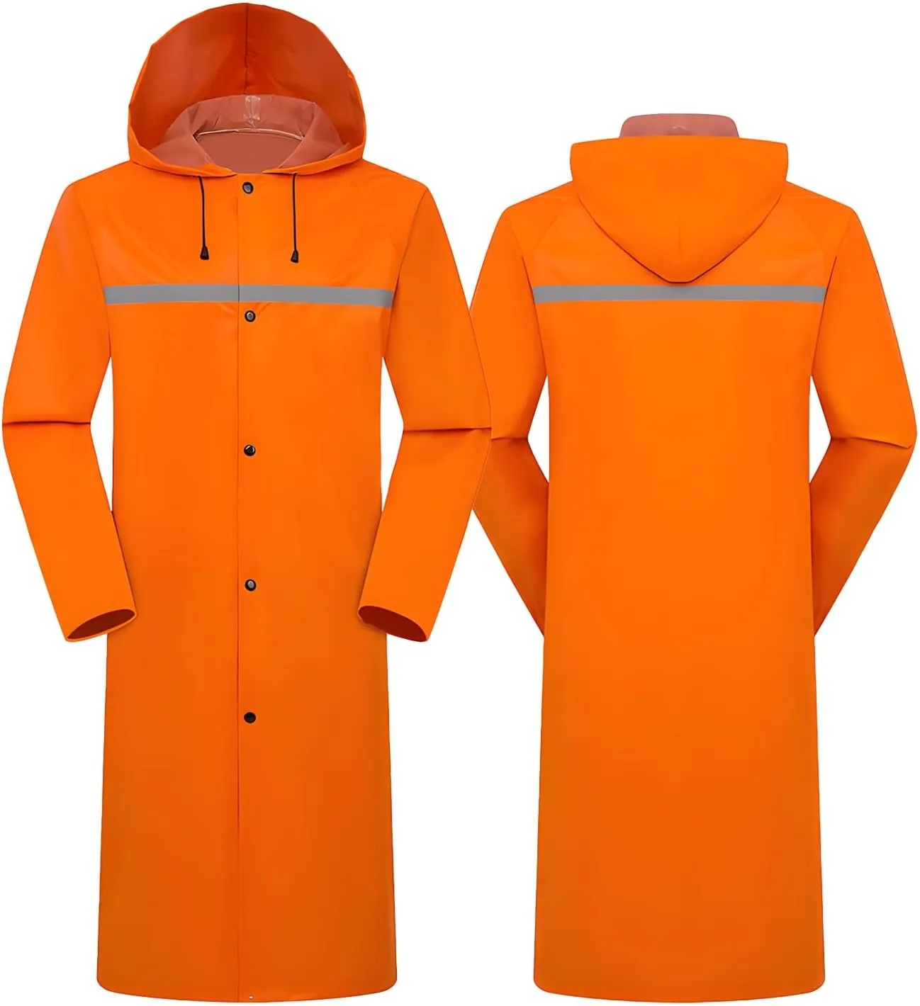Custom Men's Long Hooded Rain Jacket Safety Waterproof Emergency Riancoat with Reflective Strip