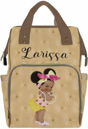 Custom Name Diaper Bag Backpack for Mom Personalized Black Afro Women Nappy Bag Casual Travel Daypack Customized Newborn Gift Yellow