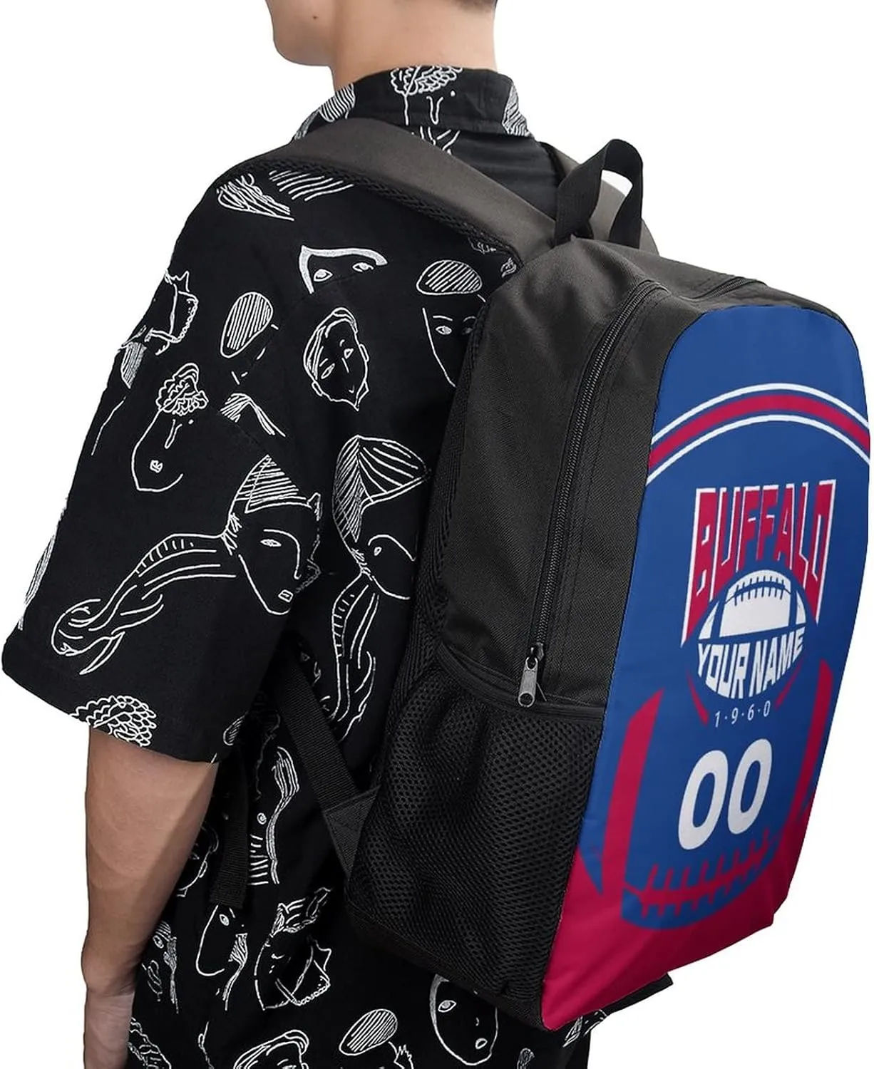 Custom Shoulder Buffalo Backpack Personalized Any Name Number 17 Inch Large Capacity Laptop Bag Bookbag Gifts for Men Women