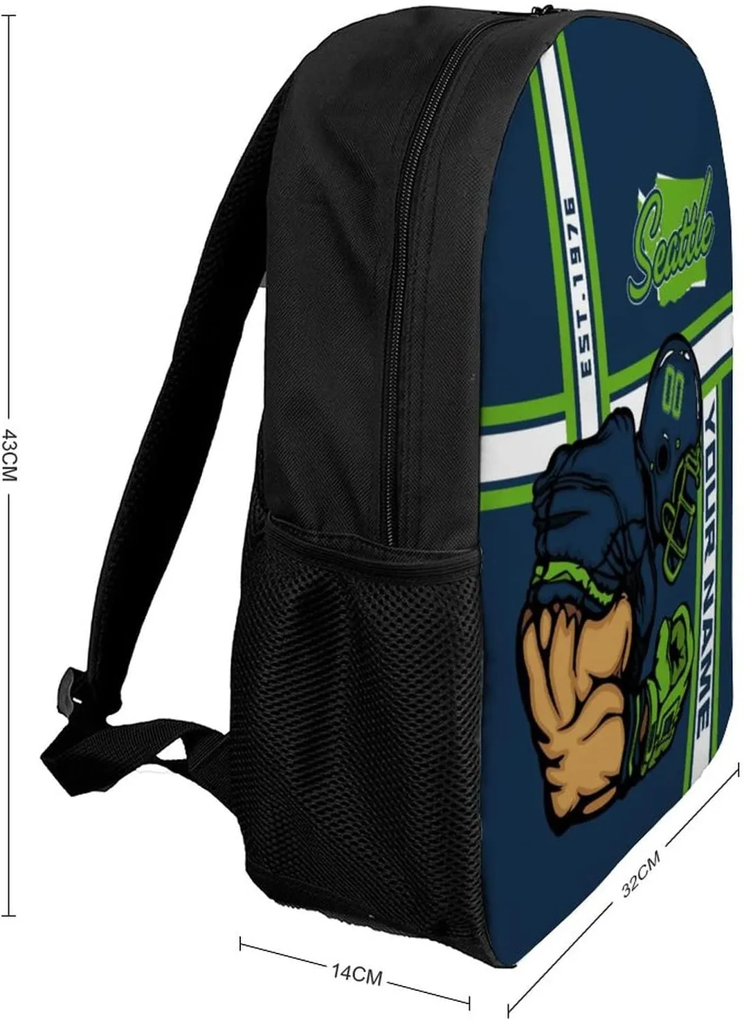 Custom Shoulder Seattle Backpack Personalized Any Name Number 17 Inch Large Capacity Laptop Bag Bookbag Gifts for Men Women