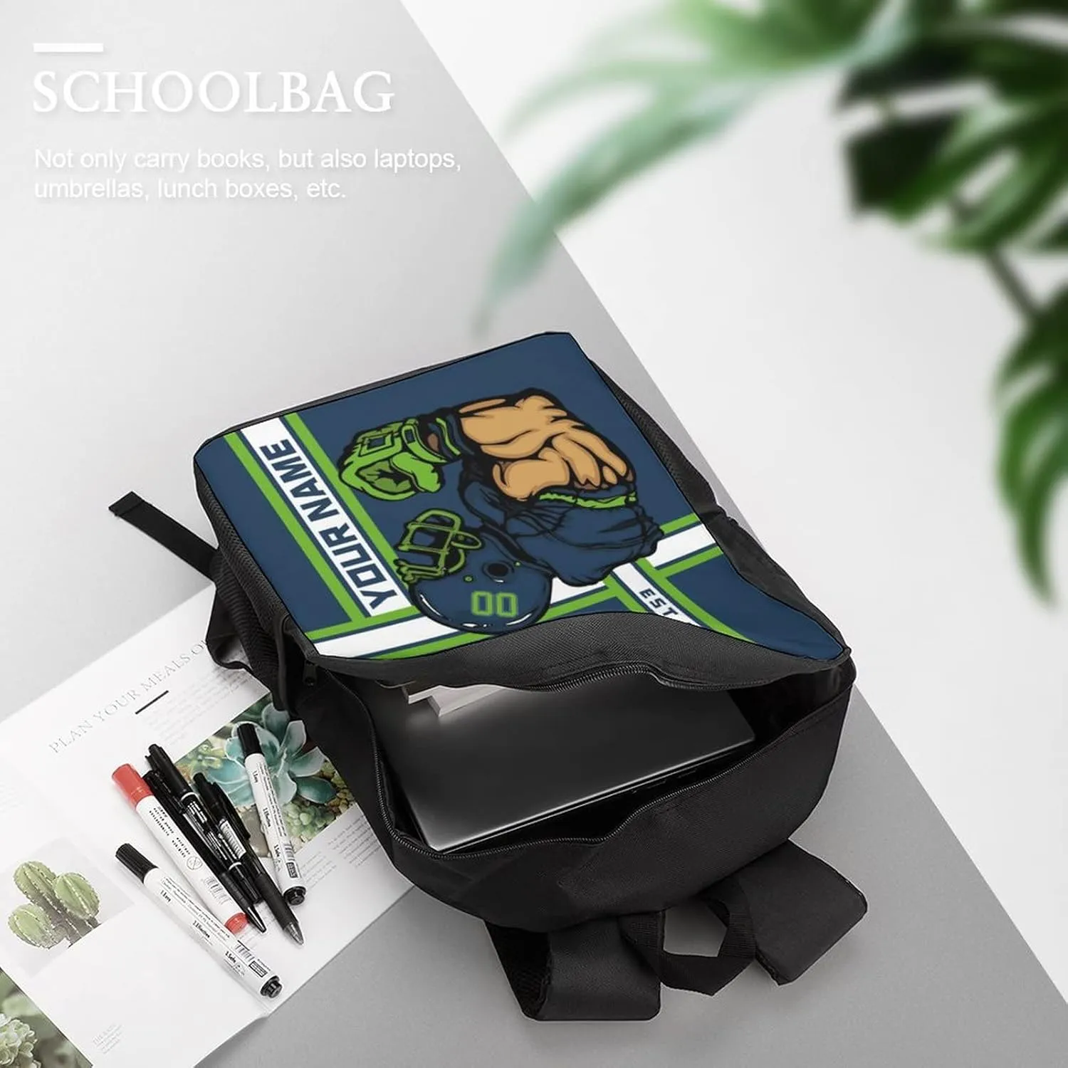 Custom Shoulder Seattle Backpack Personalized Any Name Number 17 Inch Large Capacity Laptop Bag Bookbag Gifts for Men Women