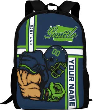 Custom Shoulder Seattle Backpack Personalized Any Name Number 17 Inch Large Capacity Laptop Bag Bookbag Gifts for Men Women
