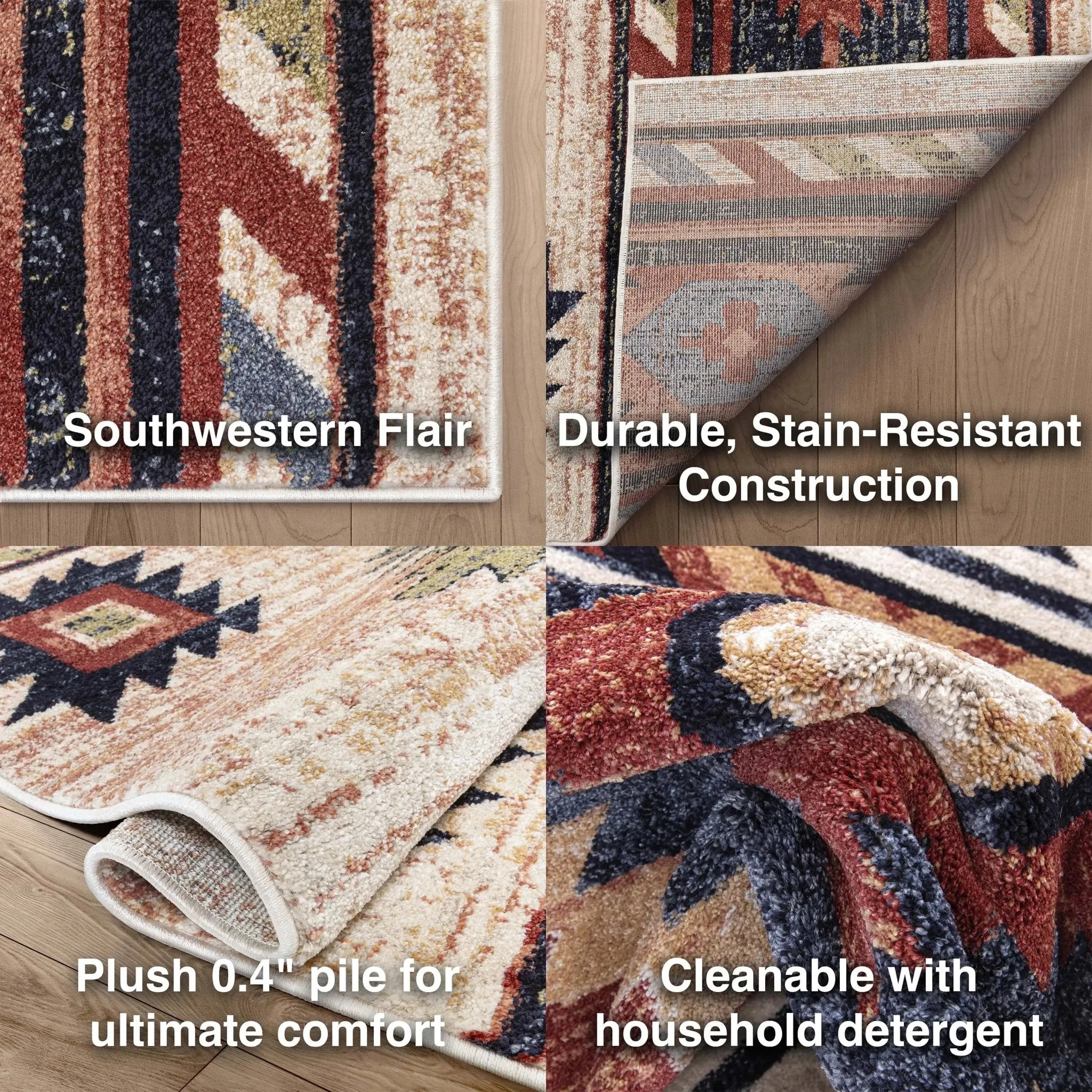 Custom Size Runner Lea Southwestern Tribal Ivory Choose Your Width x Choose Your Length Hallway Runner Rug