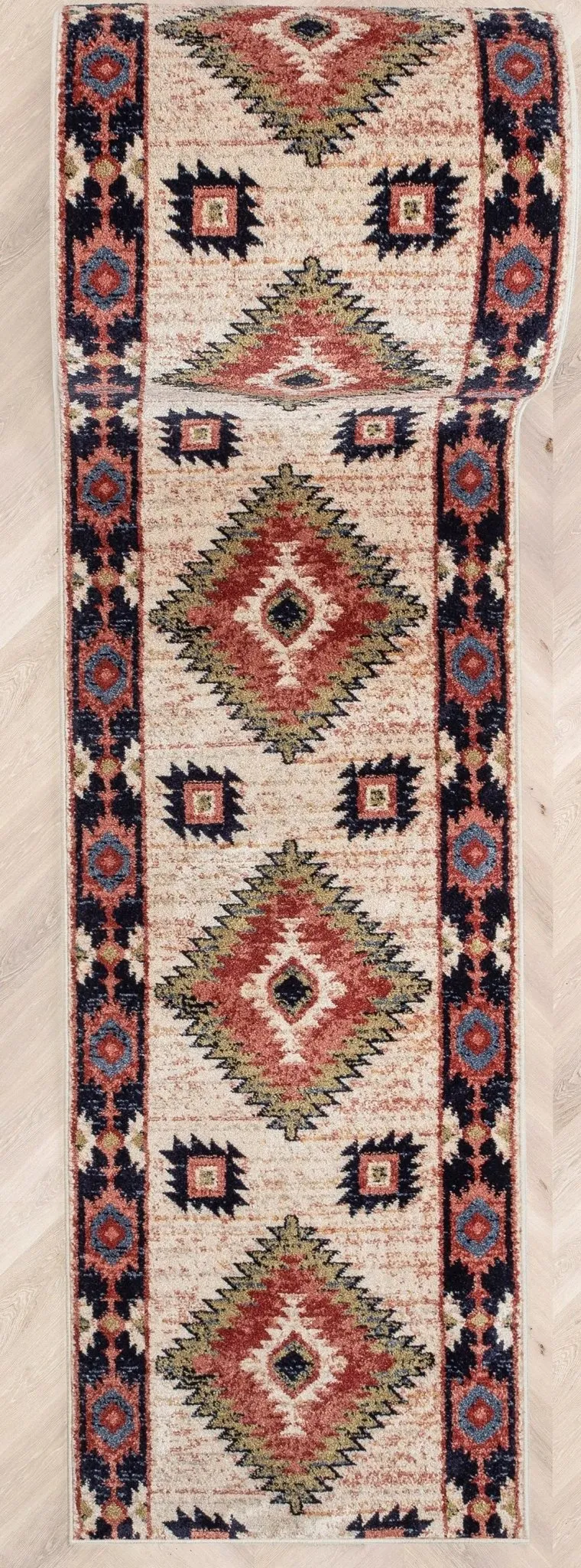 Custom Size Runner Lea Southwestern Tribal Ivory Choose Your Width x Choose Your Length Hallway Runner Rug