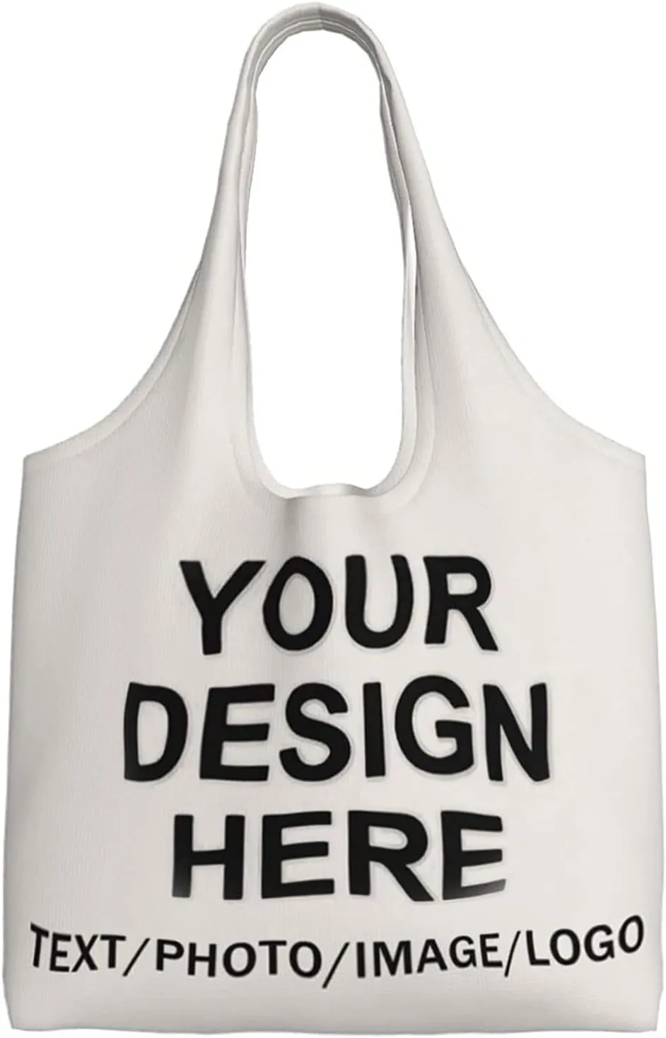 Custom Tote Bag Design Your Own Text/Photo/Logo Printed, Personalized Shoulder Handbag Large Capacity for Men/Women