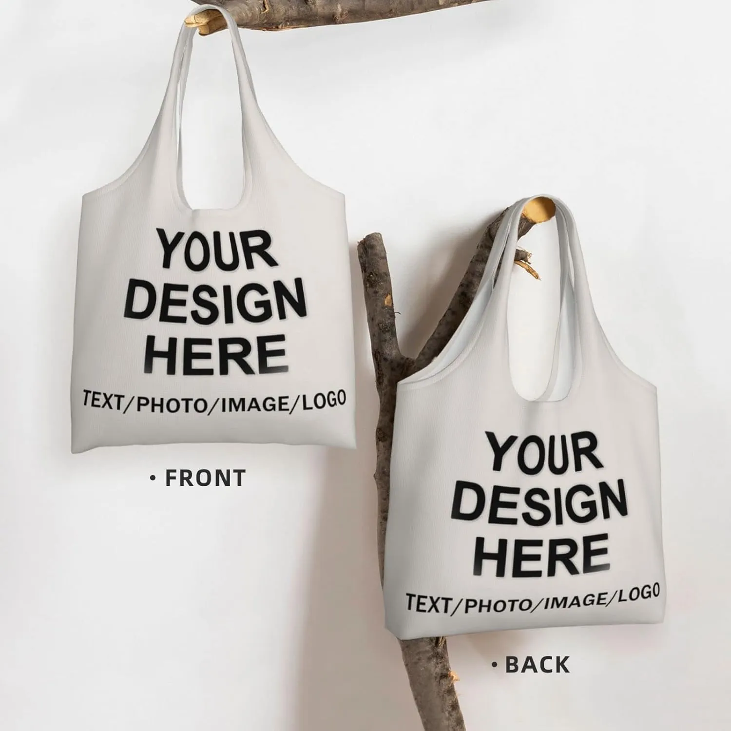 Custom Tote Bag Design Your Own Text/Photo/Logo Printed, Personalized Shoulder Handbag Large Capacity for Men/Women