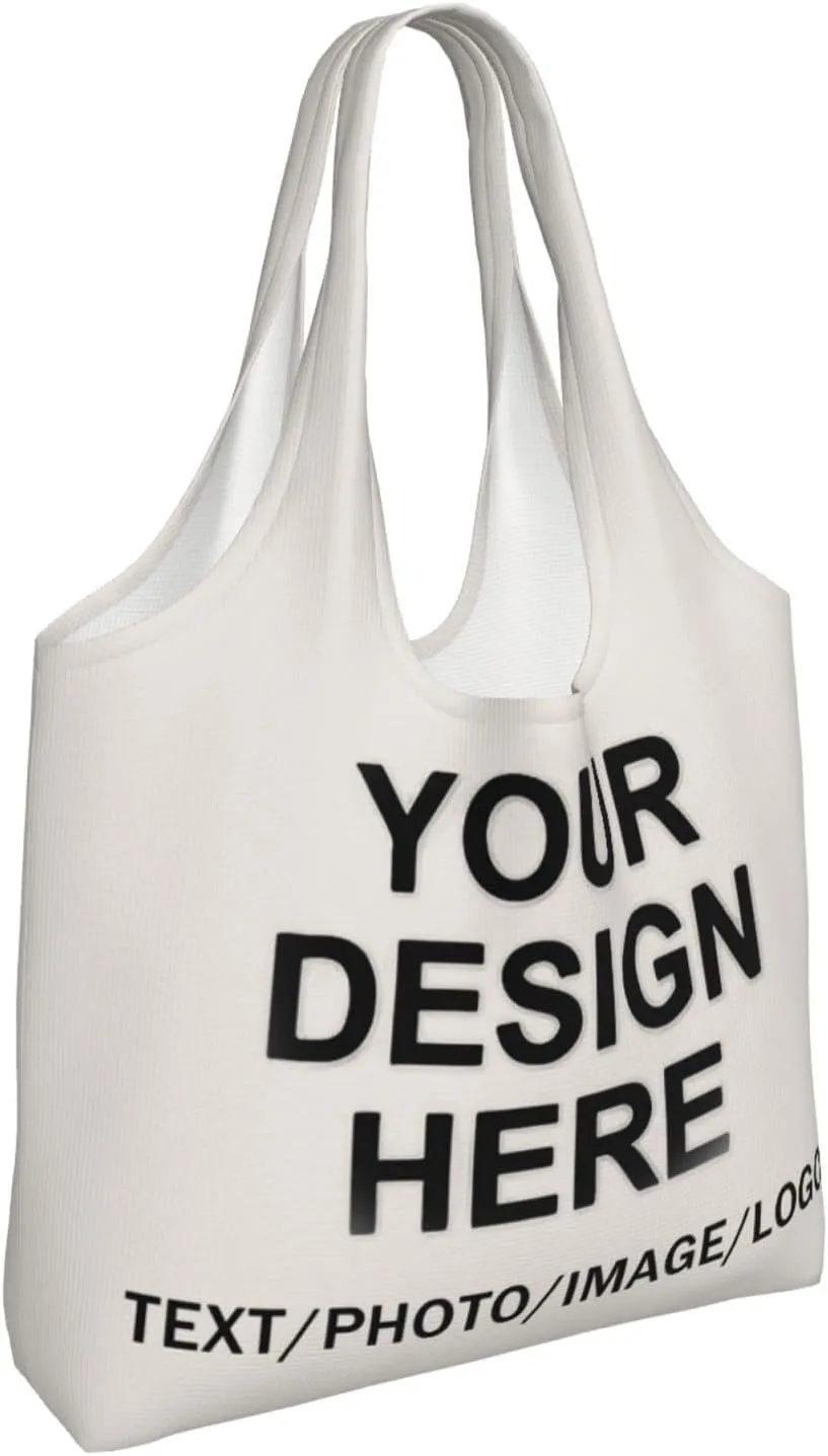Custom Tote Bag Design Your Own Text/Photo/Logo Printed, Personalized Shoulder Handbag Large Capacity for Men/Women