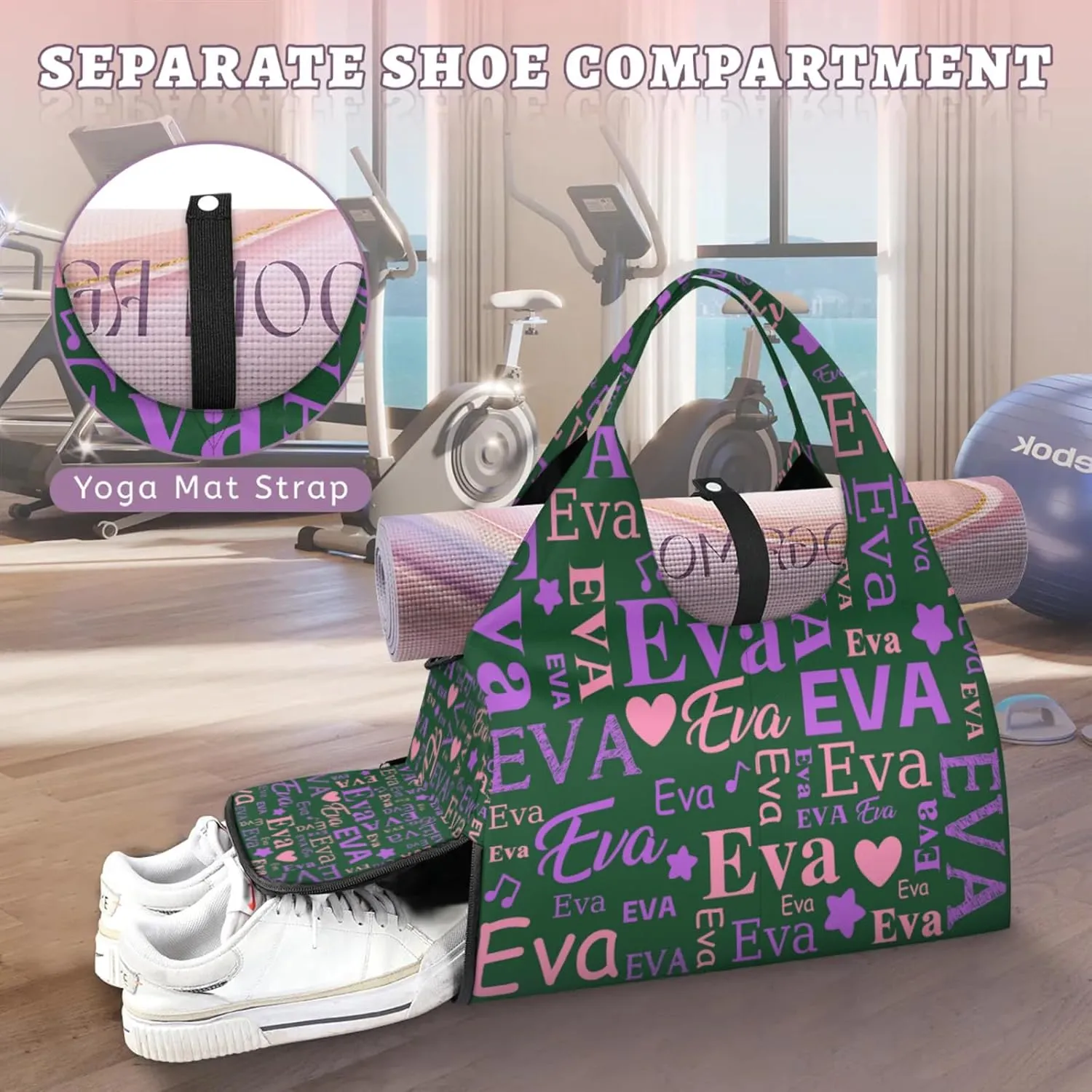 Custom Women Dance Ballet Duffle Bag Personalized Name Yoga Mat Sport Gym Bags