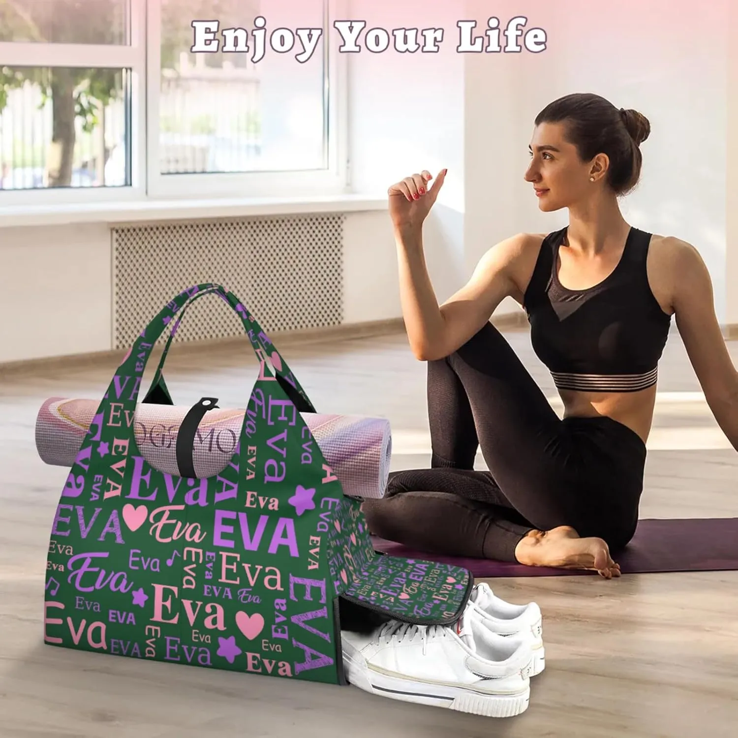 Custom Women Dance Ballet Duffle Bag Personalized Name Yoga Mat Sport Gym Bags