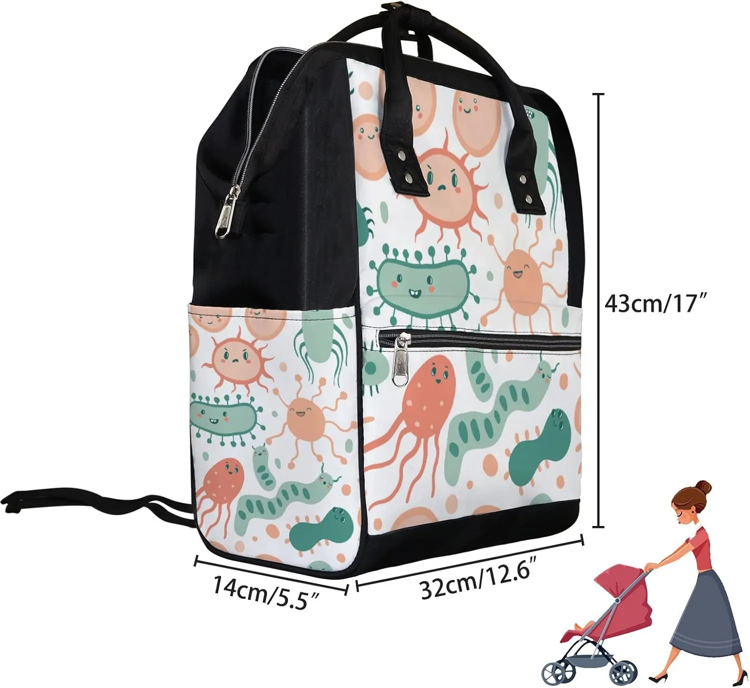 Cute Cats Kitten Diaper Bag Backpack Waterproof Backpack Baby Nappy Changing Bag for Travel Large Capacity Durable and Stylish for Woman