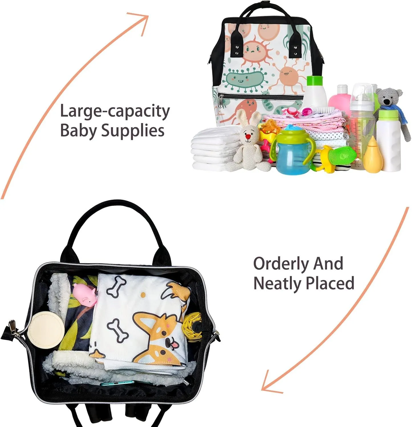Cute Cats Kitten Diaper Bag Backpack Waterproof Backpack Baby Nappy Changing Bag for Travel Large Capacity Durable and Stylish for Woman